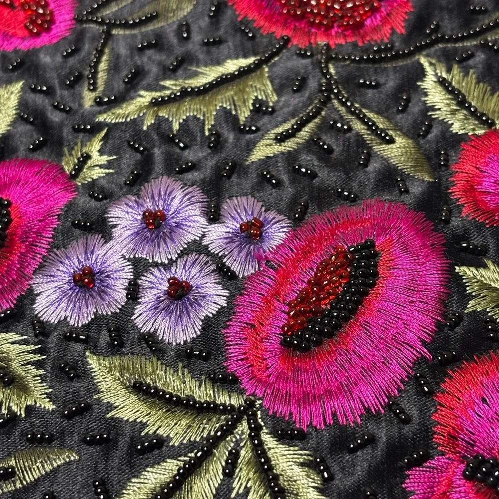 Frankie & Johnnie Embroidered Floral Beaded Fringe Evening Bag - Vintage Style - Picture 6 of 12